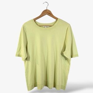 Chico’s Green Knit Top Size 3 (US XL) Short Sleeve Stretch Casual Ribbed Hem